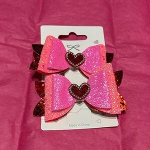 Glittery Pink and Red Hair Bows